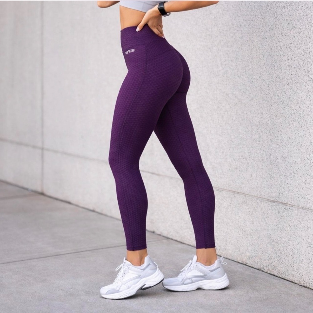 Deep Purple Surge Leggings with waffle texture